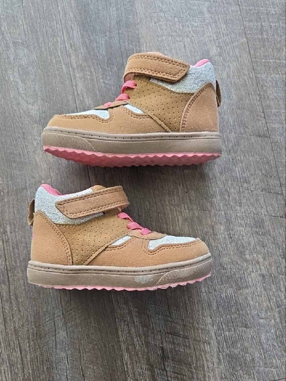 Kids Brown and Pink Athletic Sneakers - Comfortable Everyday Shoes